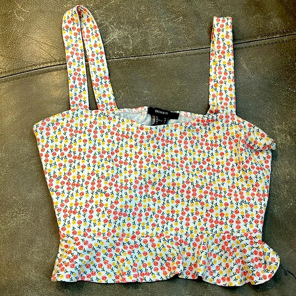 Forever 21 juniors size medium crop halter top with tiny floral design - Picture 1 of 3